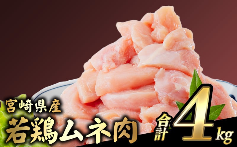 【1～2ヶ月以内に発送】宮崎県産若鶏 むね肉 4kg（250g×16パック）_M146-009_01