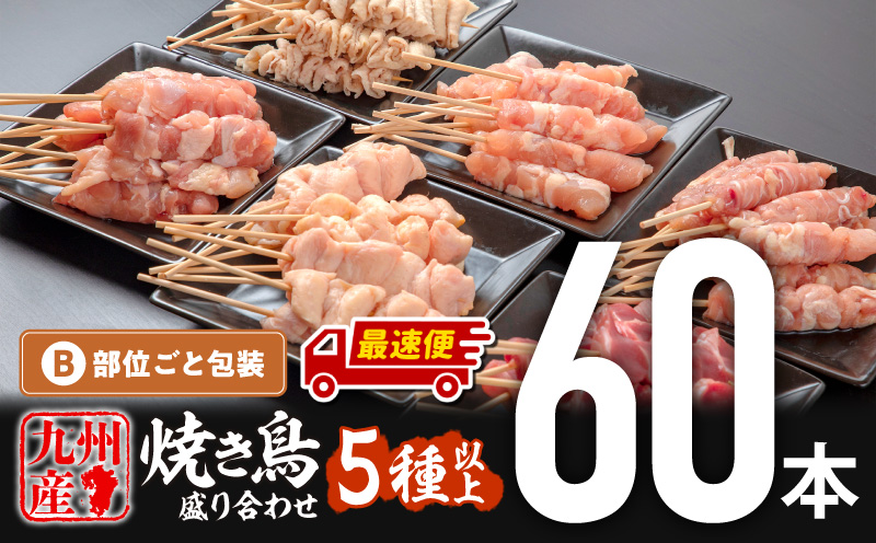 【最速便】九州産焼き鳥セット5種以上（60本）盛り合わせ_M146-001-2W